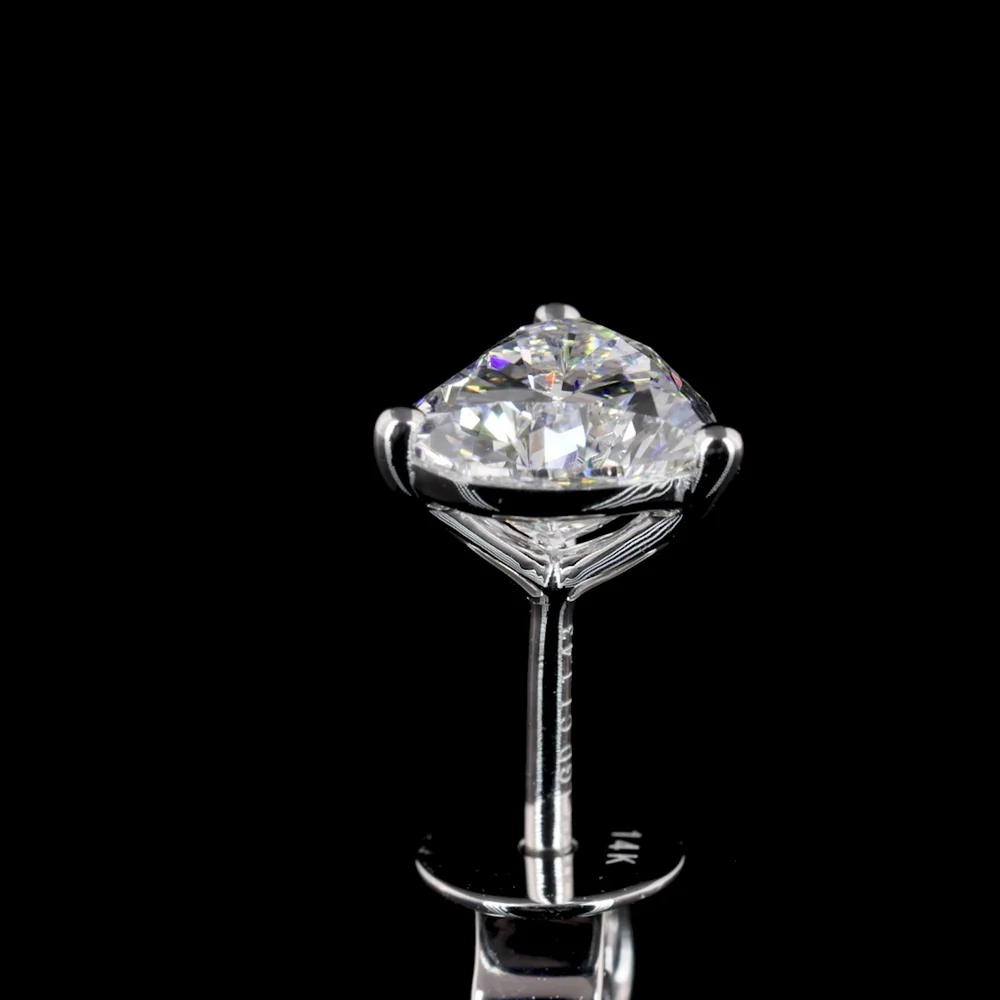 14K White Gold Heart Shape Martini Set Lab Diamond Stud Earrings - 1.43 Carats Total Diamond Weight (E-F Color, VS1 Clarity) - Covaloro Fine Jewelry - Image 4