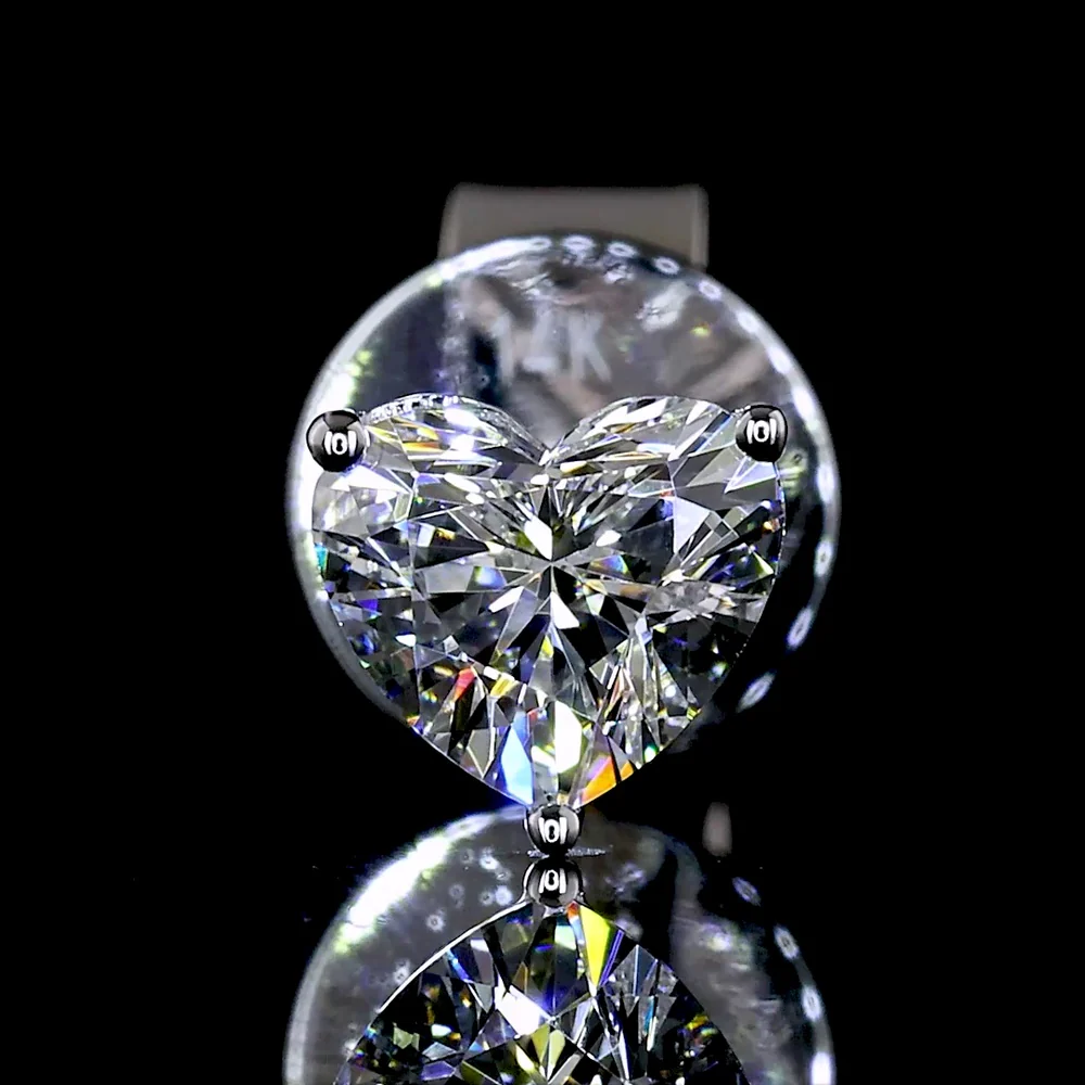 14K White Gold Heart Shape Martini Stud Earrings with Lab Grown D VS1 Diamonds - 0.56 Carat Total Weight - Covaloro Fine Jewelry - Image 3