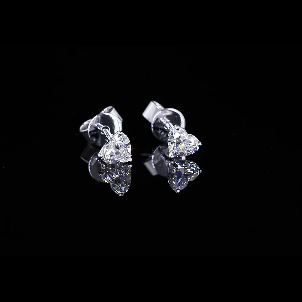 14K White Gold Heart Shape Martini Stud Earrings with Lab Grown Diamonds - 0.62 Carats Total Diamond Weight - Covaloro Fine Jewelry
