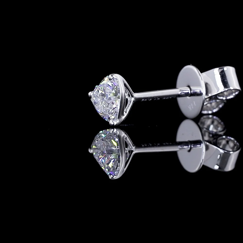 14K White Gold Heart Shape Martini Stud Earrings with Lab Grown Diamonds - 0.62 Carats Total Diamond Weight - Covaloro Fine Jewelry - Image 2