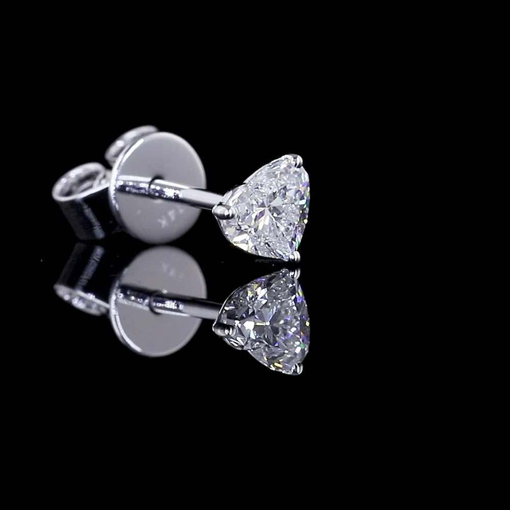 14K White Gold Heart Shape Martini Stud Earrings with Lab Grown Diamonds - 0.62 Carats Total Diamond Weight - Covaloro Fine Jewelry - Image 3