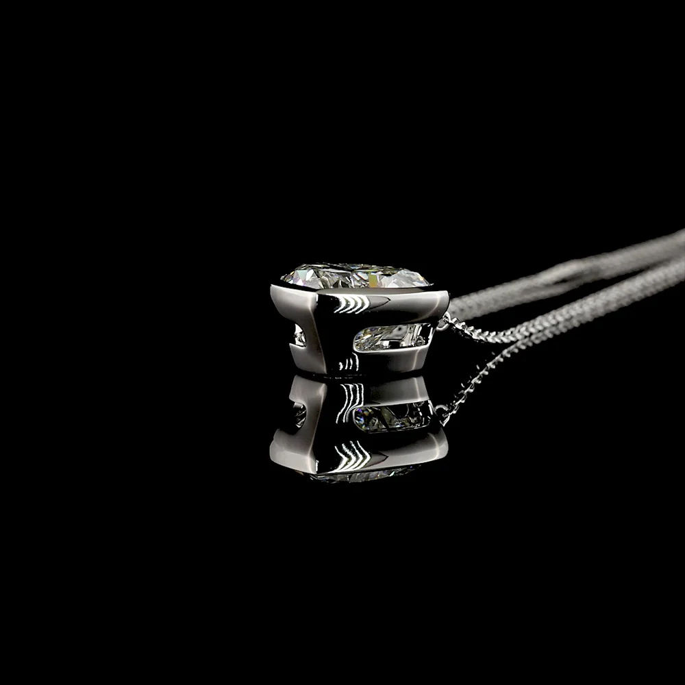 14K White Gold Heart Shape Solitaire Pendant with Bezel Set Lab Diamond - 3.06 Carat Total Diamond Weight - Covaloro Fine Jewelry - Image 3