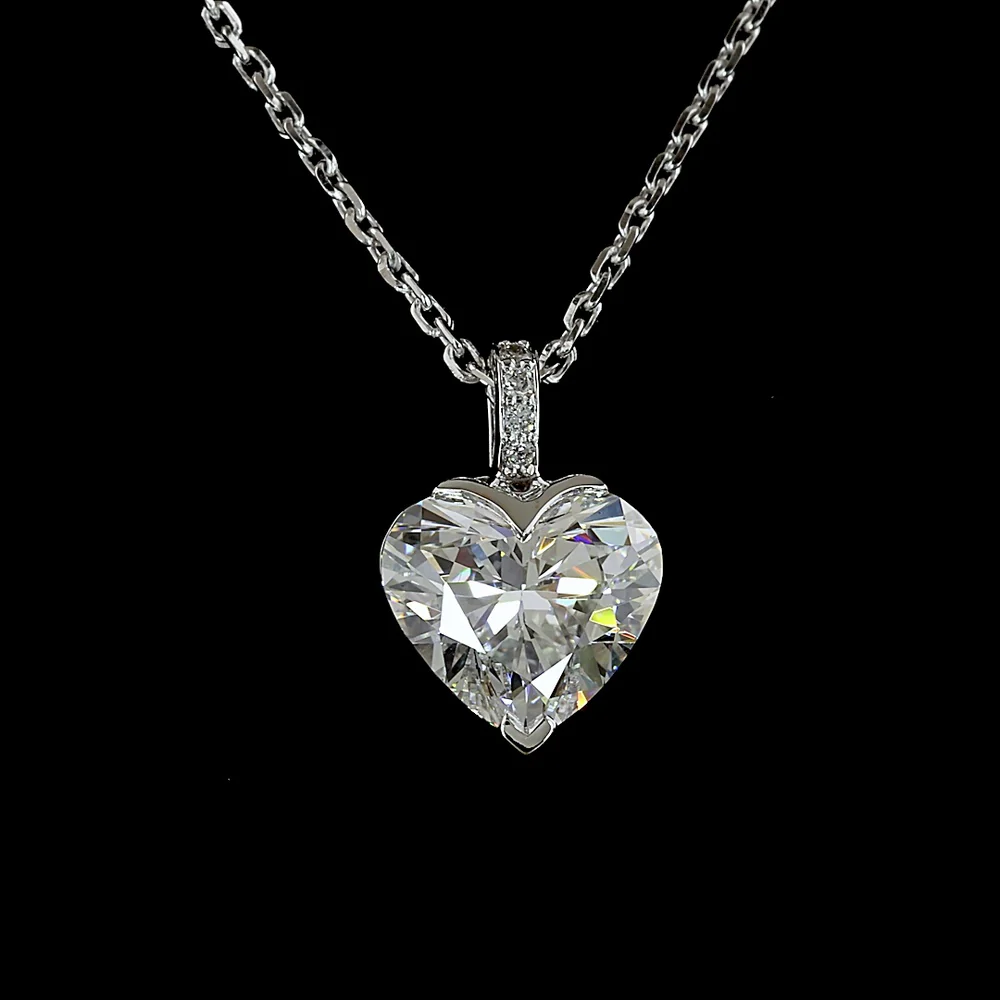 14K White Gold Heart Shape Solitaire Pendant with D VS1 Lab Diamond - 1.53 Carat Total Weight - Covaloro Fine Jewelry - Image 2