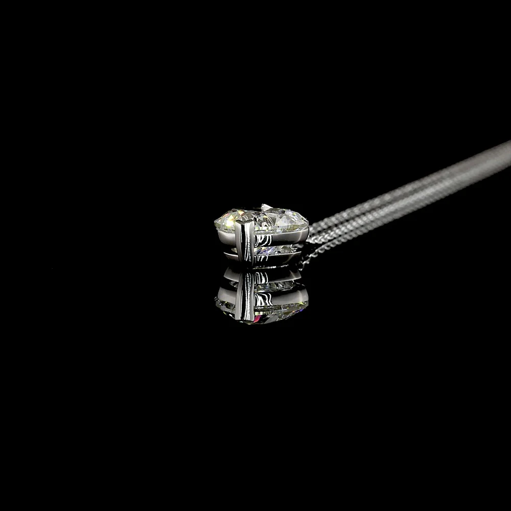 14K White Gold Heart Shape Solitaire Pendant with D VS1 Lab Diamond - 1.53 Carat Total Weight - Covaloro Fine Jewelry - Image 3