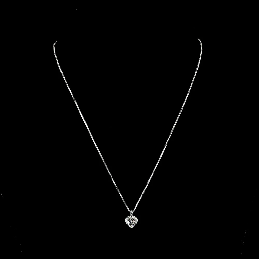 14K White Gold Heart Shape Solitaire Pendant with D VS1 Lab Diamond - 1.53 Carat Total Weight - Covaloro Fine Jewelry - Image 4