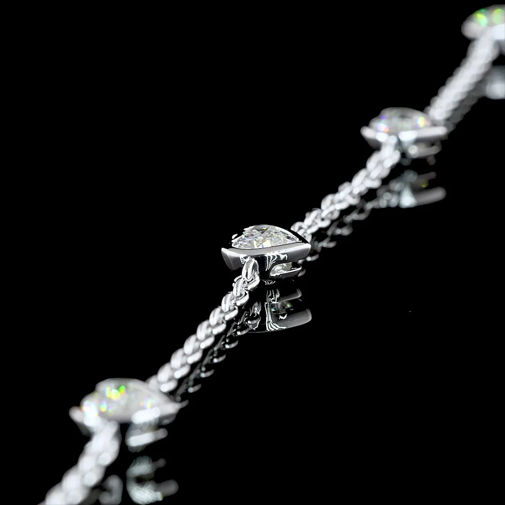 14K White Gold Heart Shape Station Necklace with Bezel Set Lab Grown Diamonds - 3.15 Carats Total Diamond Weight - Covaloro Fine Jewelry - Image 4