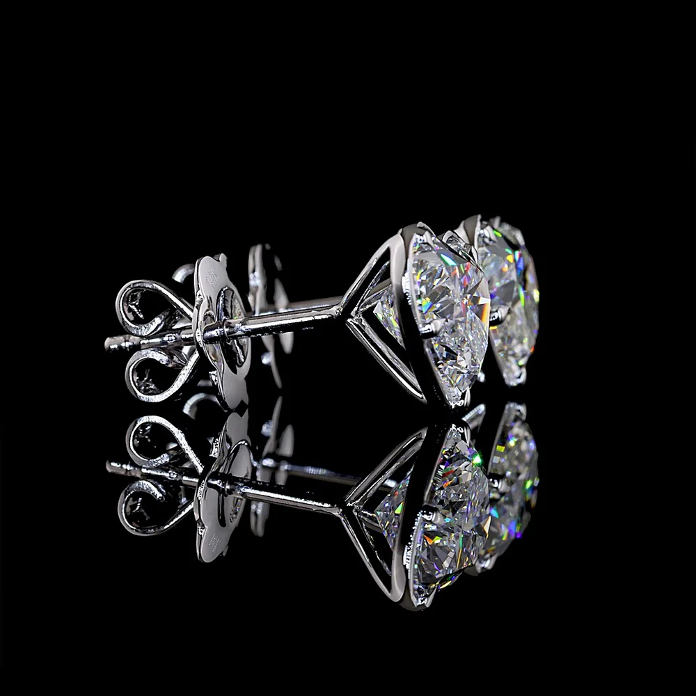 14K White Gold Heart Shape Stud Earrings with Bezel-Prong Set Lab Diamonds - 3.08 Carats Total Weight - Covaloro Fine Jewelry - Image 2