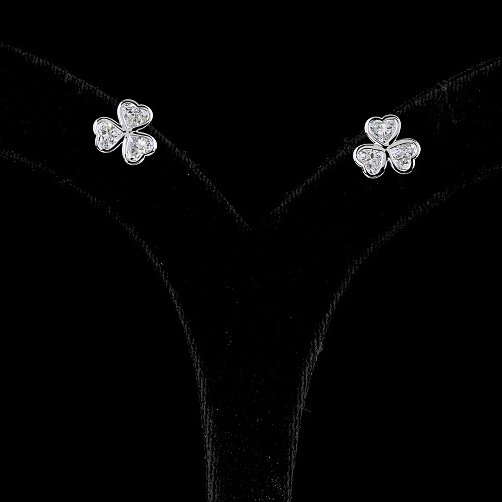 14K White Gold Heart Shape Stud Earrings with Bezel-Set Lab Diamonds - 2.07 Carats Total Diamond Weight, E-F VS Clarity - Covaloro Fine Jewelry
