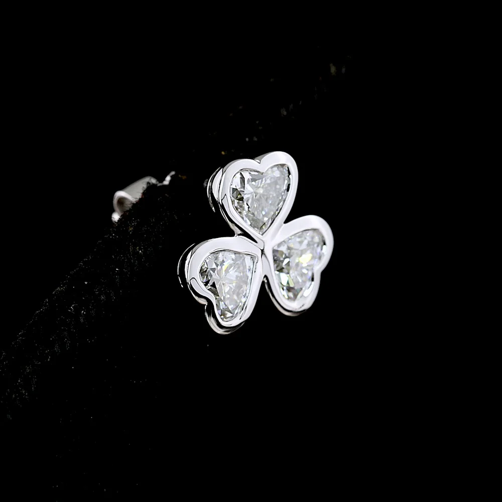 14K White Gold Heart Shape Stud Earrings with Bezel-Set Lab Diamonds - 2.07 Carats Total Diamond Weight, E-F VS Clarity - Covaloro Fine Jewelry - Image 4