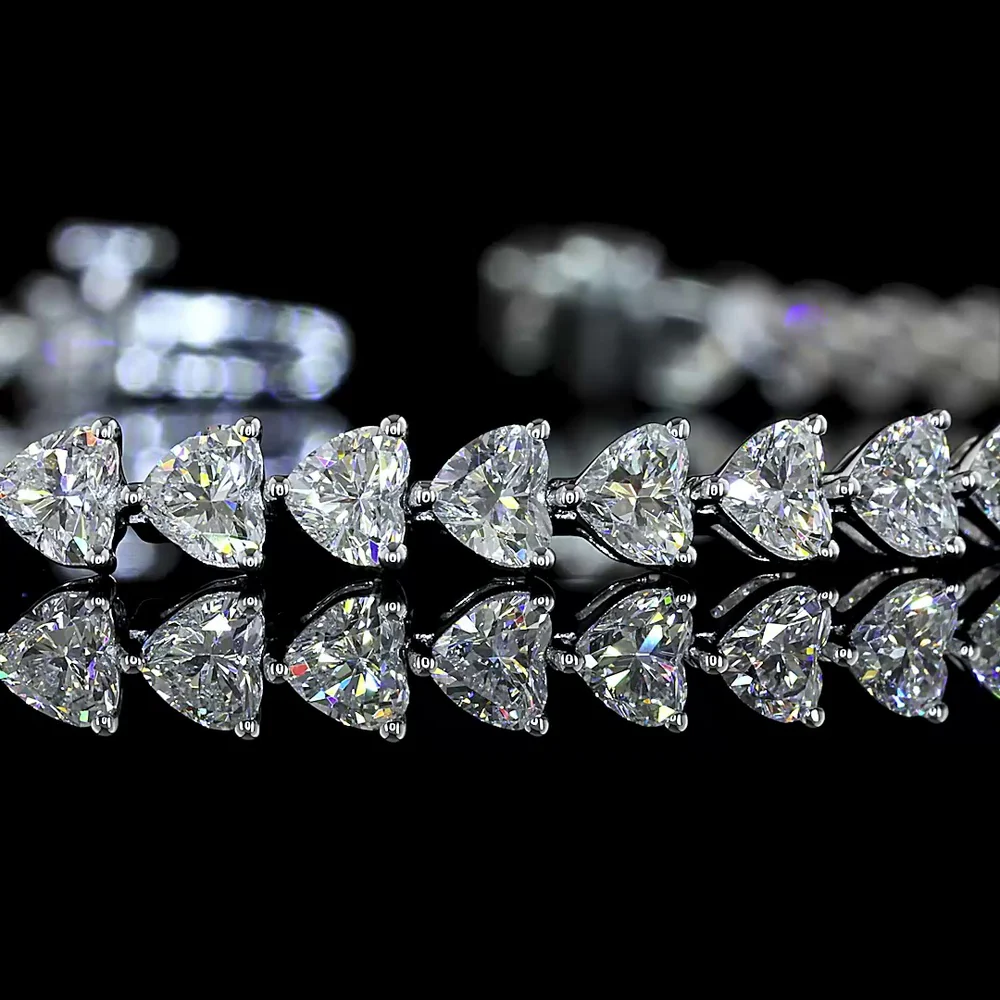 14K White Gold Heart Shape Tennis Bracelet with 112 East-West Set Lab Diamonds - 10.78 Carat Total Diamond Weight - Covaloro Fine Jewelry - Image 2