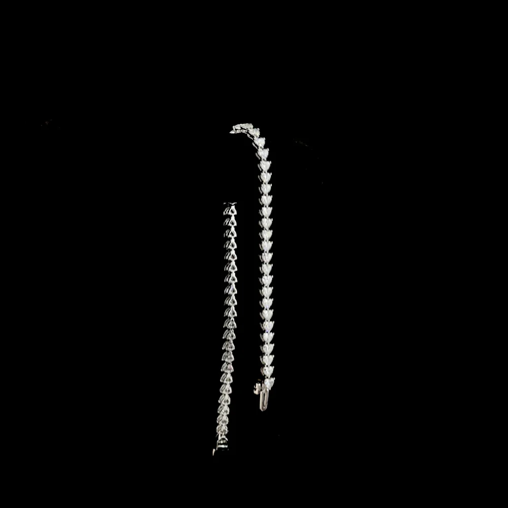 14K White Gold Heart Shape Tennis Bracelet with 112 East-West Set Lab Diamonds - 10.78 Carat Total Diamond Weight - Covaloro Fine Jewelry - Image 3