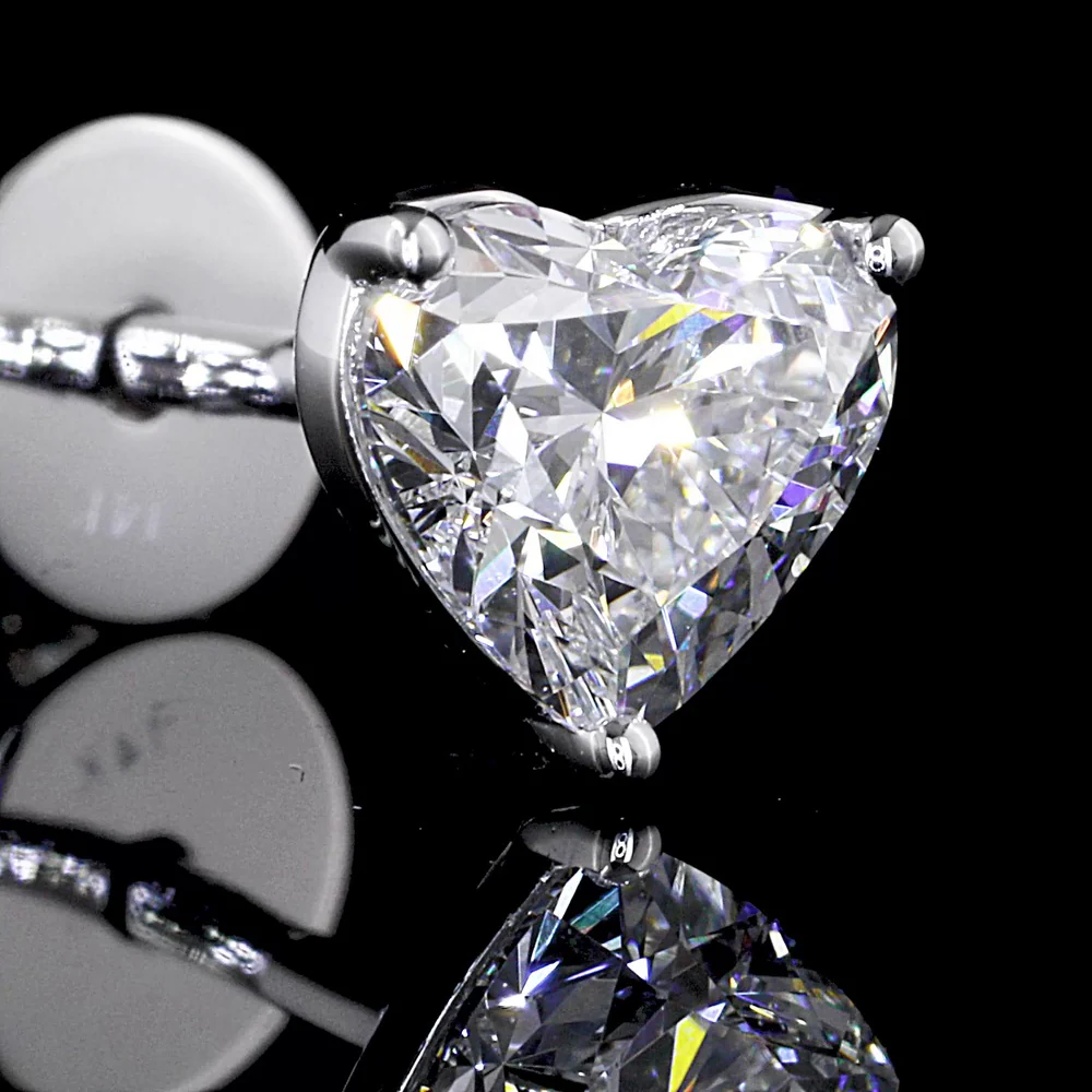 14K White Gold Heart-Shaped Lab Diamond Martini Stud Earrings - 1.11 Carats Total Diamond Weight (E-F Color, VS2 Clarity) - Covaloro Fine Jewelry - Image 2