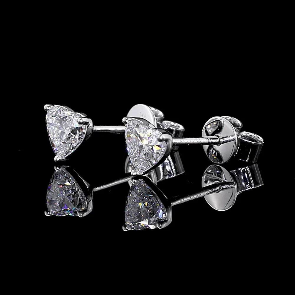 14K White Gold Heart-Shaped Lab Diamond Martini Stud Earrings - 1.11 Carats Total Diamond Weight (E-F Color, VS2 Clarity) - Covaloro Fine Jewelry - Image 3