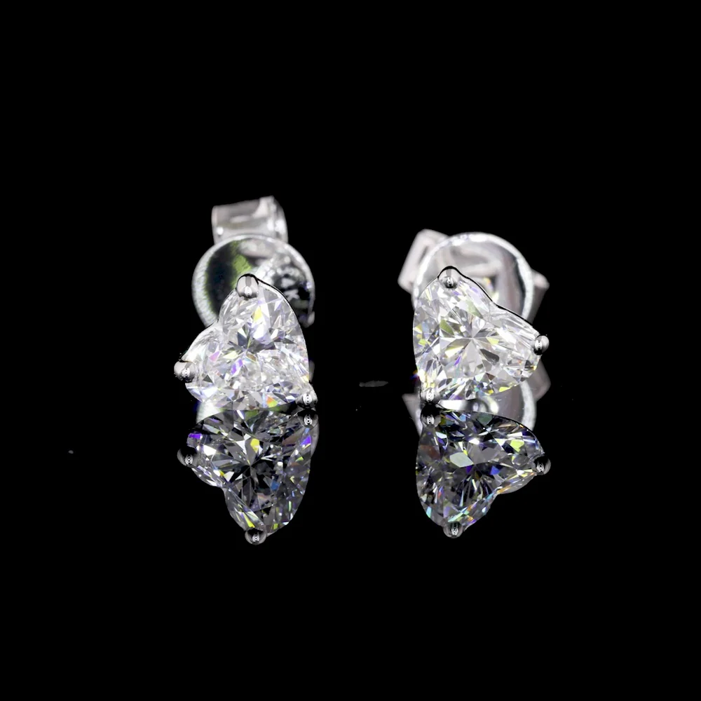 14K White Gold Heart Shaped Martini Set Earrings with Lab-Grown Diamonds - 0.84 Carat Total Weight, E-F Color VS1 Clarity - Covaloro Fine Jewelry - Image 3