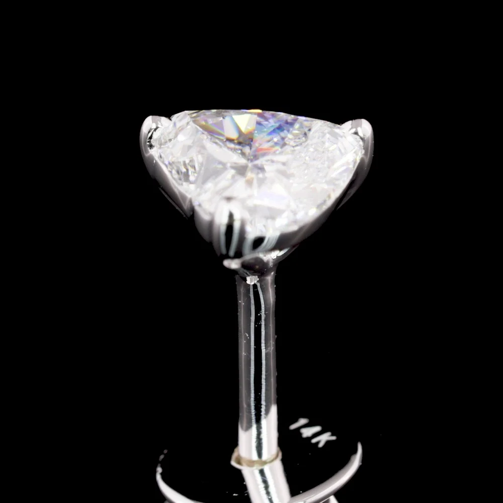 14K White Gold Heart Shaped Martini Set Earrings with Lab-Grown Diamonds - 0.84 Carat Total Weight, E-F Color VS1 Clarity - Covaloro Fine Jewelry - Image 4