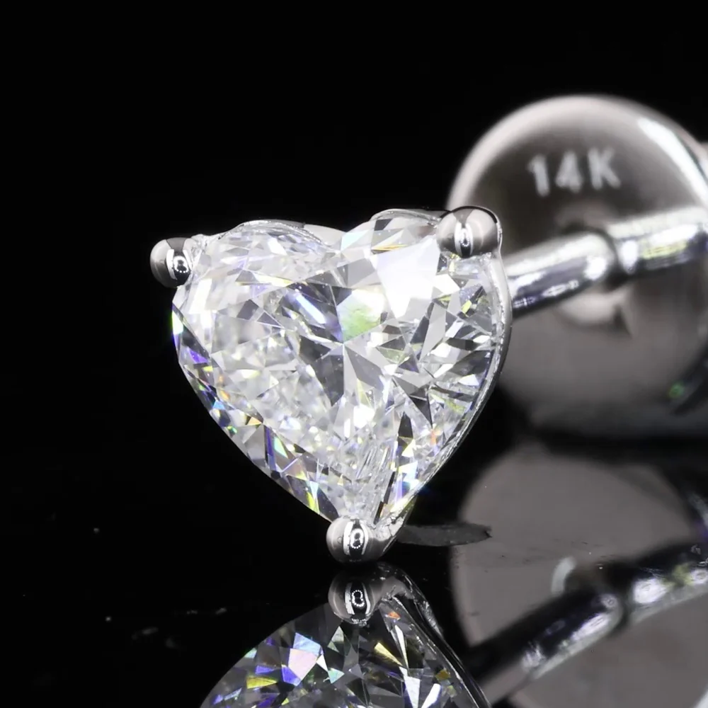 14K White Gold Heart Shaped Martini Stud Earrings with 0.72 Carat Total Weight Lab Diamonds (E-F Color, VS1 Clarity) - Covaloro Fine Jewelry - Image 2