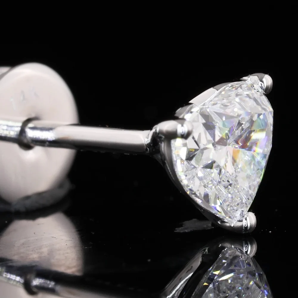 14K White Gold Heart Shaped Martini Stud Earrings with 0.72 Carat Total Weight Lab Diamonds (E-F Color, VS1 Clarity) - Covaloro Fine Jewelry - Image 3