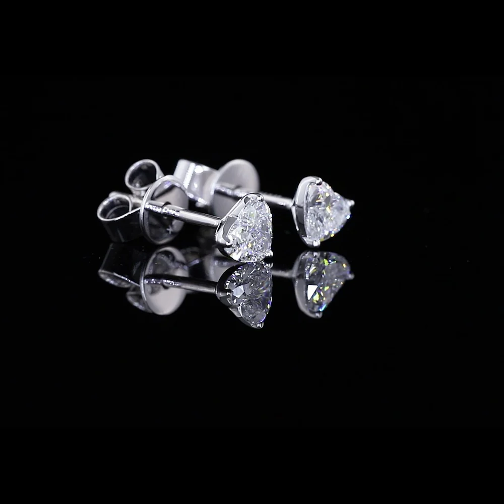 14K White Gold Heart-Shaped Martini Stud Earrings with E-F VS1 Lab-Grown Diamonds - 0.59 Carat Total Diamond Weight - Covaloro Fine Jewelry
