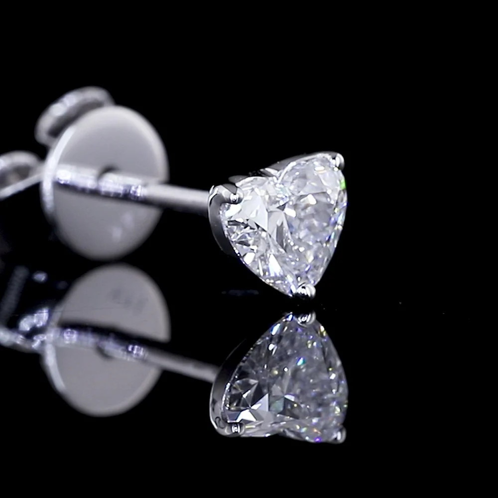 14K White Gold Heart-Shaped Martini Stud Earrings with E-F VS1 Lab-Grown Diamonds - 0.59 Carat Total Diamond Weight - Covaloro Fine Jewelry - Image 2
