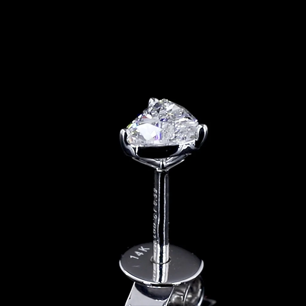 14K White Gold Heart-Shaped Martini Stud Earrings with E-F VS1 Lab-Grown Diamonds - 0.59 Carat Total Diamond Weight - Covaloro Fine Jewelry - Image 4