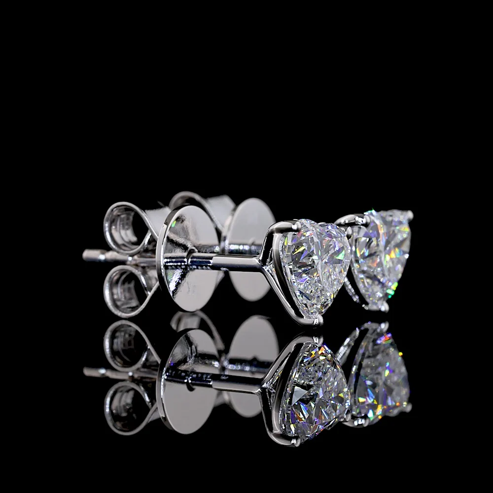 14K White Gold Heart Shaped Martini Stud Earrings with Lab Diamonds - 1.09 Carat Total Weight (E-F Color, VS Clarity) - Covaloro Fine Jewelry
