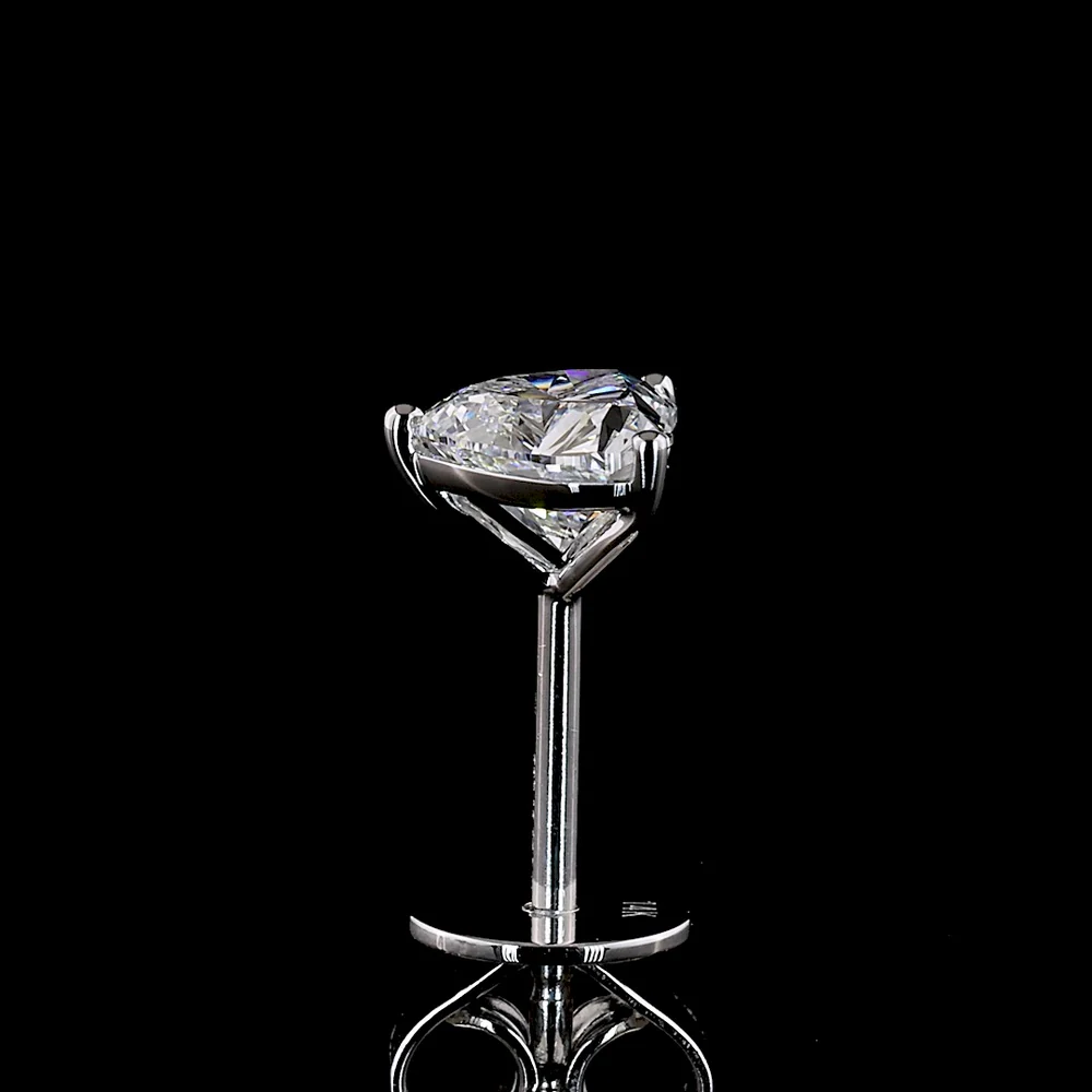14K White Gold Heart Shaped Martini Stud Earrings with Lab Diamonds - 1.09 Carat Total Weight (E-F Color, VS Clarity) - Covaloro Fine Jewelry - Image 4
