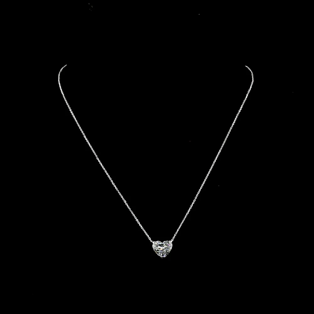 14K White Gold Heart Shaped Solitaire Pendant with 3.51 Carat Lab-Grown Diamond (E-F Color, VS1 Clarity) - Covaloro Fine Jewelry - Image 4