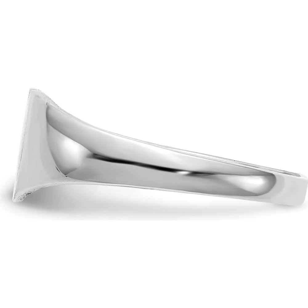14K White Gold Heart Signet Ring with Satin Finish and Polished Edges - Size 6 by Oro Pregiato - Image 3