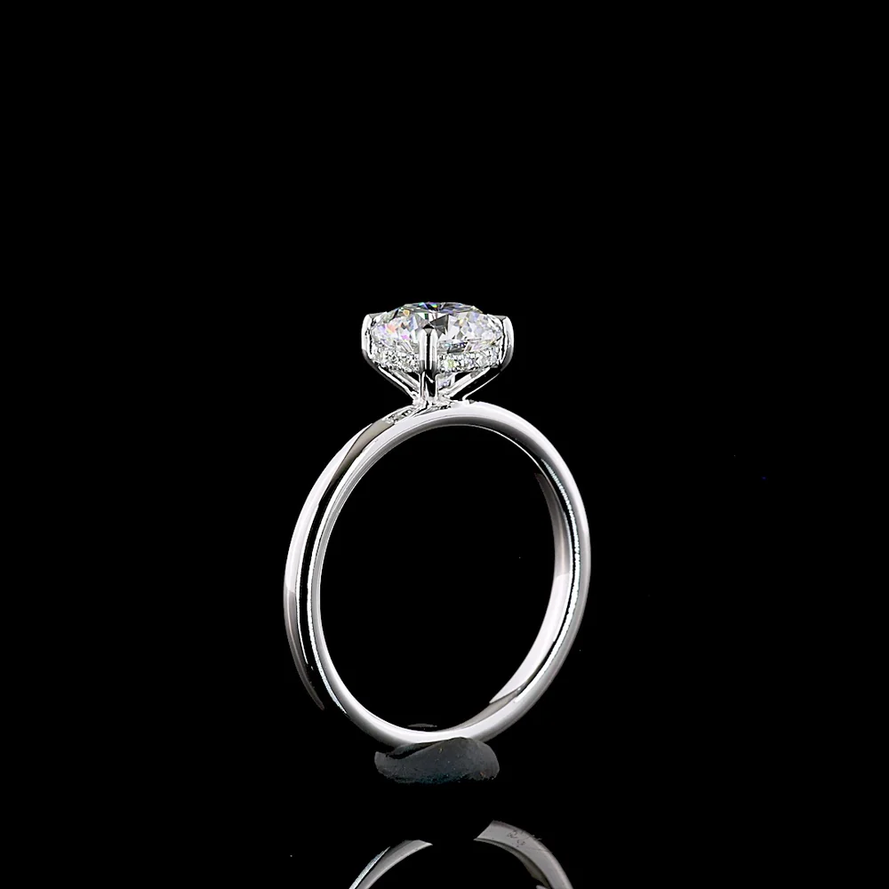 14K White Gold Hidden Halo Engagement Ring with 1.29 Carat Round Brilliant Cut Lab Diamond and Accent Stones - 1.34 Total Carat Weight - Covaloro Fine Jewelry - Image 4