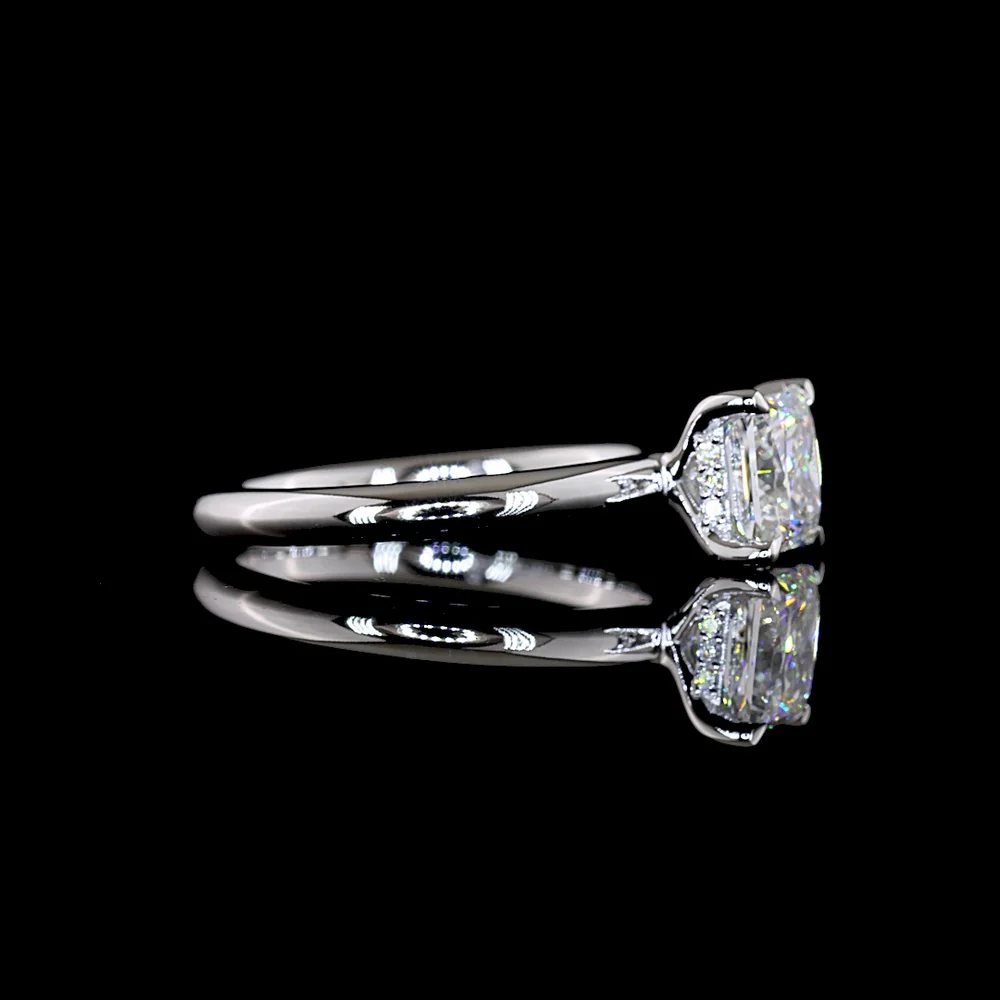 14K White Gold Hidden Halo Engagement Ring with 1.55 Carat Princess Cut Lab Diamond and 0.06 Carat Brilliant Cut Diamond Accents - Total Diamond Weight 1.61 Carats - Covaloro Fine Jewelry - Image 2