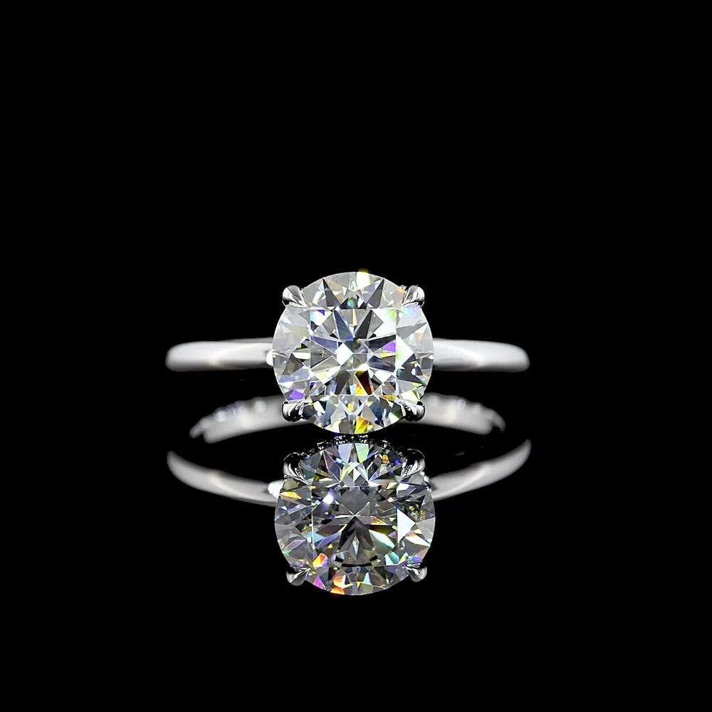 14K White Gold Hidden Halo Engagement Ring with 2.11 Carat Round Brilliant Cut Lab Diamond and 0.09 Carat Accent Diamonds - 2.2 Carat Total Diamond Weight - Covaloro Fine Jewelry