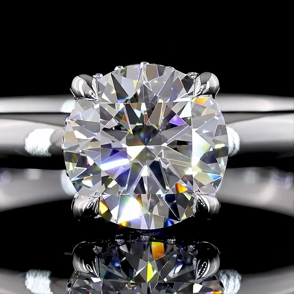 14K White Gold Hidden Halo Ring with 1.05 Carat Round Brilliant Cut Lab Diamond (D VVS2) and 0.06 Carat Diamond Accents - 1.11 Carat Total Diamond Weight - Covaloro Fine Jewelry - Image 2