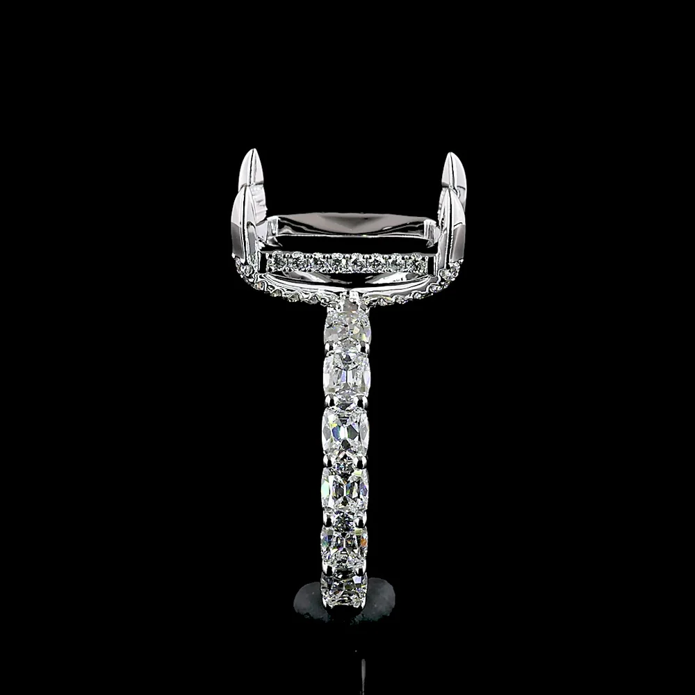 14K White Gold Hidden Halo Ring with 1.30 Carats Antique Cushion Cut Lab Diamond and 0.29 Carats Round Brilliant Accents - 1.59 Total Carat Weight - Covaloro Fine Jewelry - Image 4