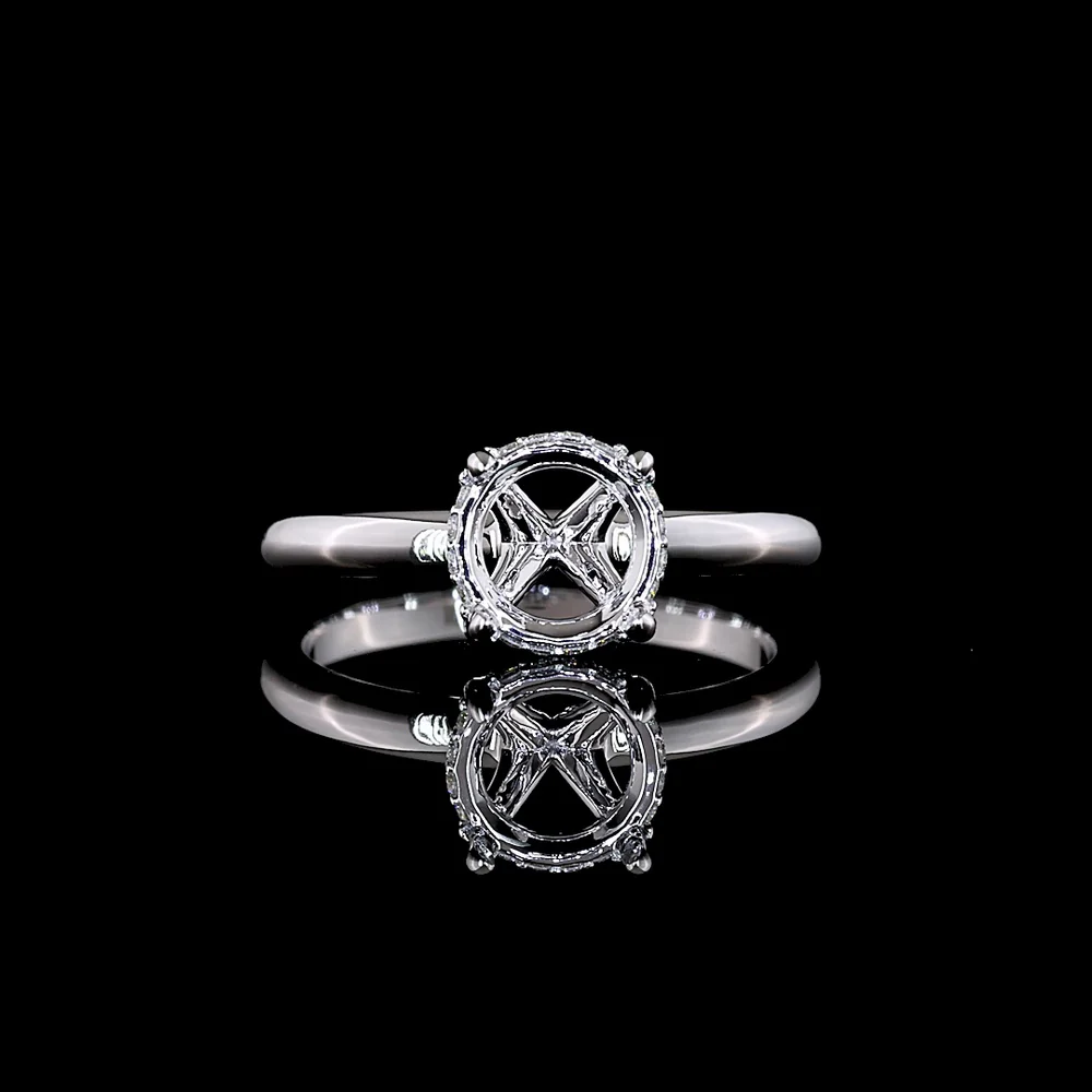 14K White Gold Hidden Halo Ring with 1.50 Carat Round Brilliant Lab Diamond and 0.07 Carat Diamond Accents - IGI Certified, 1.57 Carat Total Weight - Covaloro Fine Jewelry