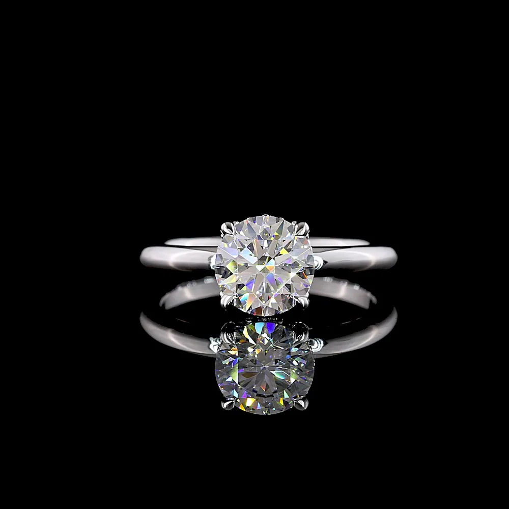14K White Gold Hidden Halo Ring with 1.63 Carat Round Brilliant Lab Diamond (D VVS2) - IGI Certified - Covaloro Fine Jewelry