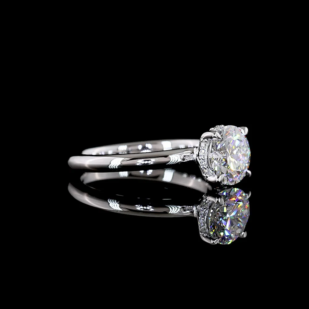14K White Gold Hidden Halo Ring with 1.63 Carat Round Brilliant Lab Diamond (D VVS2) - IGI Certified - Covaloro Fine Jewelry - Image 2