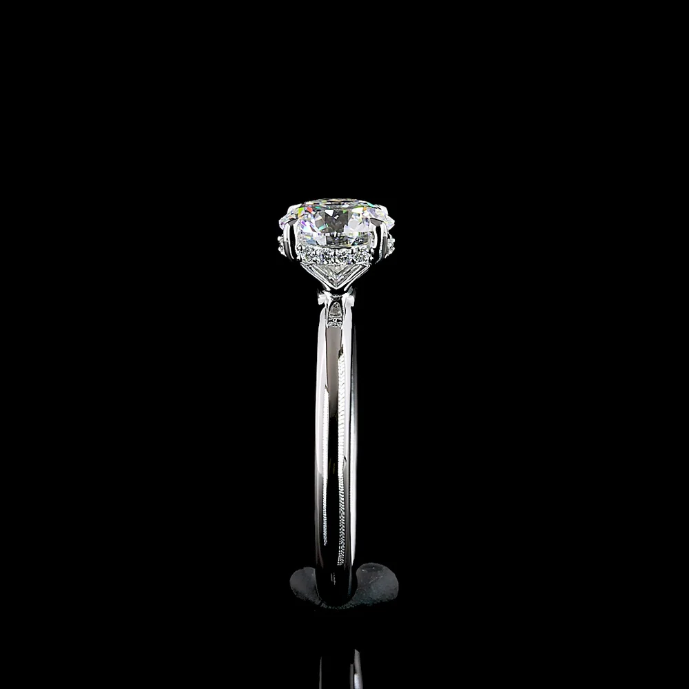14K White Gold Hidden Halo Ring with 1.63 Carat Round Brilliant Lab Diamond (D VVS2) - IGI Certified - Covaloro Fine Jewelry - Image 4