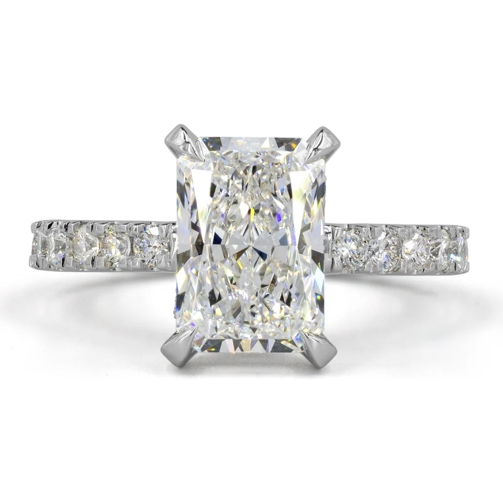 14K White Gold Hidden Halo Ring with 11.04 Carat Radiant Cut Lab Diamond and 0.42 Carat Brilliant Round Accent Diamonds - GIA Certified, Total Diamond Weight 11.46 Carats - Covaloro Fine Jewelry