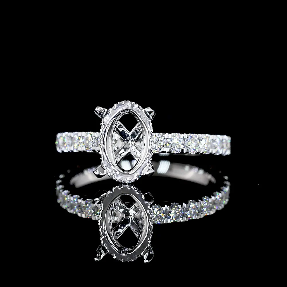 14K White Gold Hidden Halo Ring with 2.00 Carat Oval Cut Lab Diamond and 0.78 Carat Accent Diamonds - 2.78 Carat Total Diamond Weight (GIA Certified, E VVS2) - Covaloro Fine Jewelry