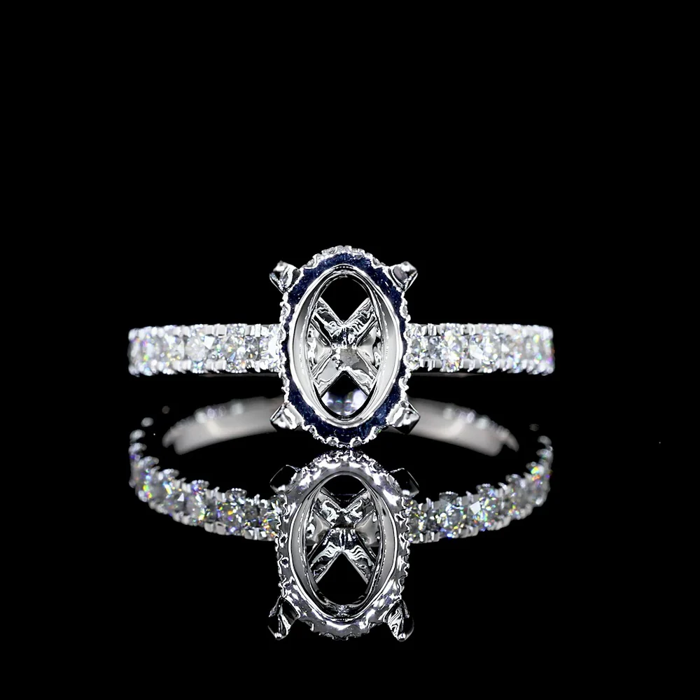 14K White Gold Hidden Halo Ring with 2.00 Carat Oval Cut Lab Diamond and 0.78 Carat Accent Diamonds - 2.78 Carat Total Diamond Weight (GIA Certified, E VVS2) - Covaloro Fine Jewelry - Image 3