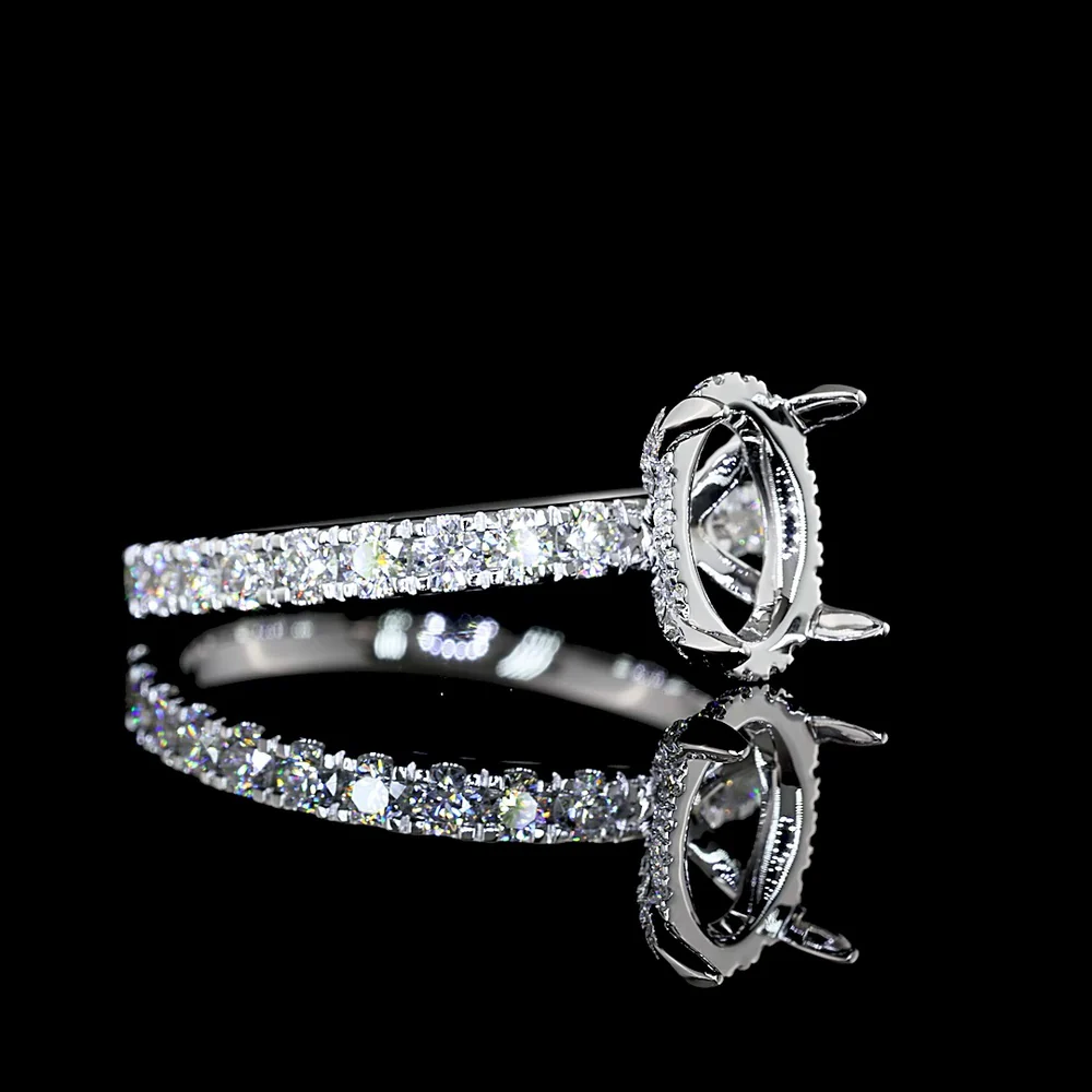 14K White Gold Hidden Halo Ring with 2.00 Carat Oval Cut Lab Diamond and 0.78 Carat Accent Diamonds - 2.78 Carat Total Diamond Weight (GIA Certified, E VVS2) - Covaloro Fine Jewelry - Image 4