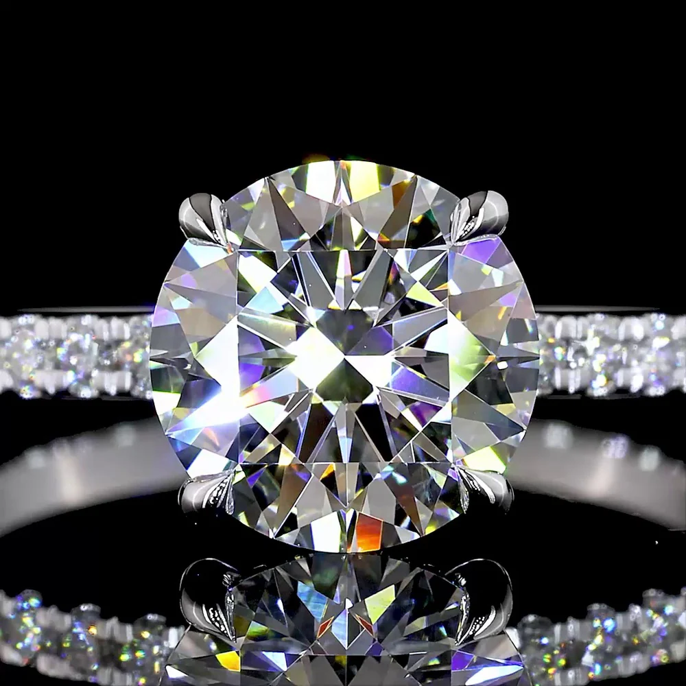 14K White Gold Hidden Halo Ring with 2.01 Carat Round Brilliant Lab Diamond and Diamond Accents - 2.30 Total Carat Weight - Covaloro Fine Jewelry - Image 2