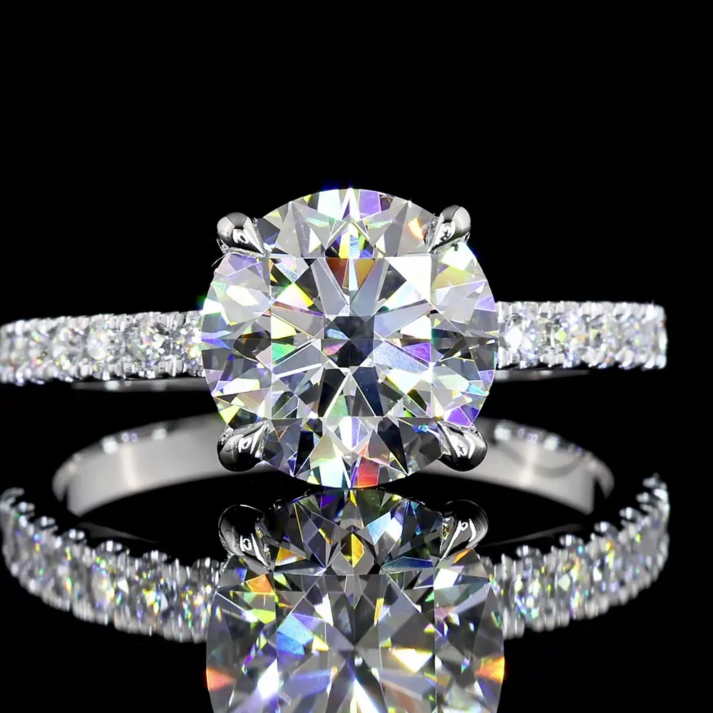 14K White Gold Hidden Halo Ring with 2.13-Carat Round Brilliant Lab Diamond and 0.34 Carat Accent Diamonds - 2.47 Carat Total Diamond Weight - Covaloro Fine Jewelry - Image 2