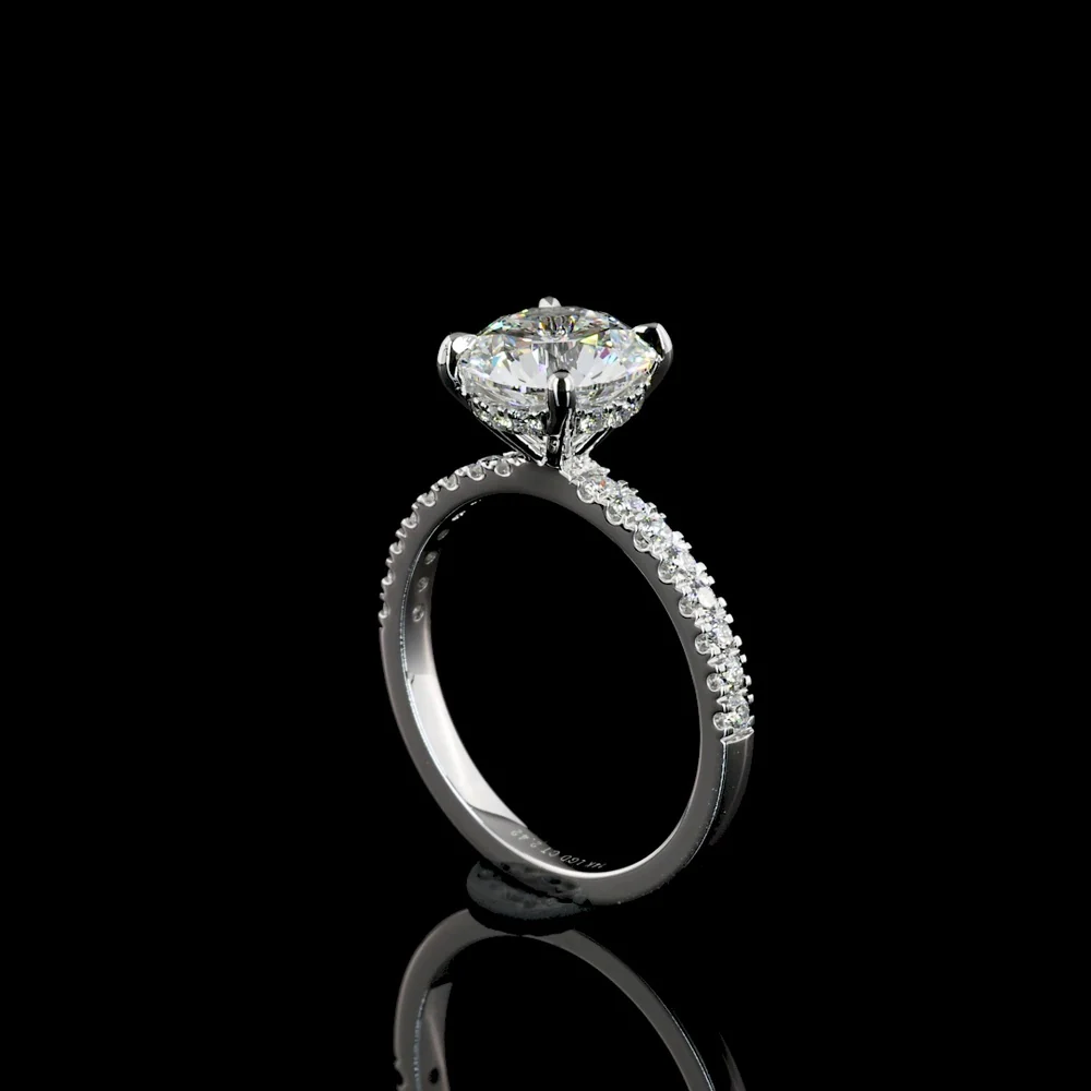 14K White Gold Hidden Halo Ring with 2.13-Carat Round Brilliant Lab Diamond and 0.34 Carat Accent Diamonds - 2.47 Carat Total Diamond Weight - Covaloro Fine Jewelry - Image 3