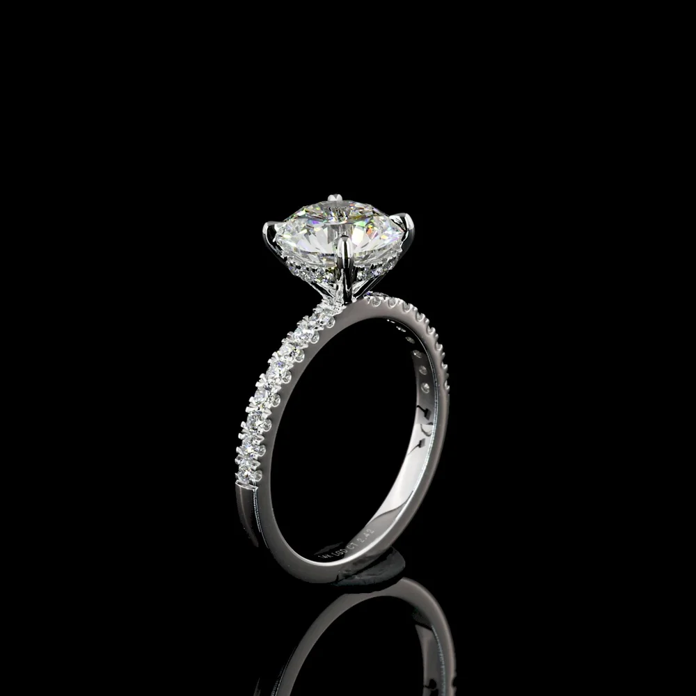 14K White Gold Hidden Halo Ring with 2.13-Carat Round Brilliant Lab Diamond and 0.34 Carat Accent Diamonds - 2.47 Carat Total Diamond Weight - Covaloro Fine Jewelry - Image 4