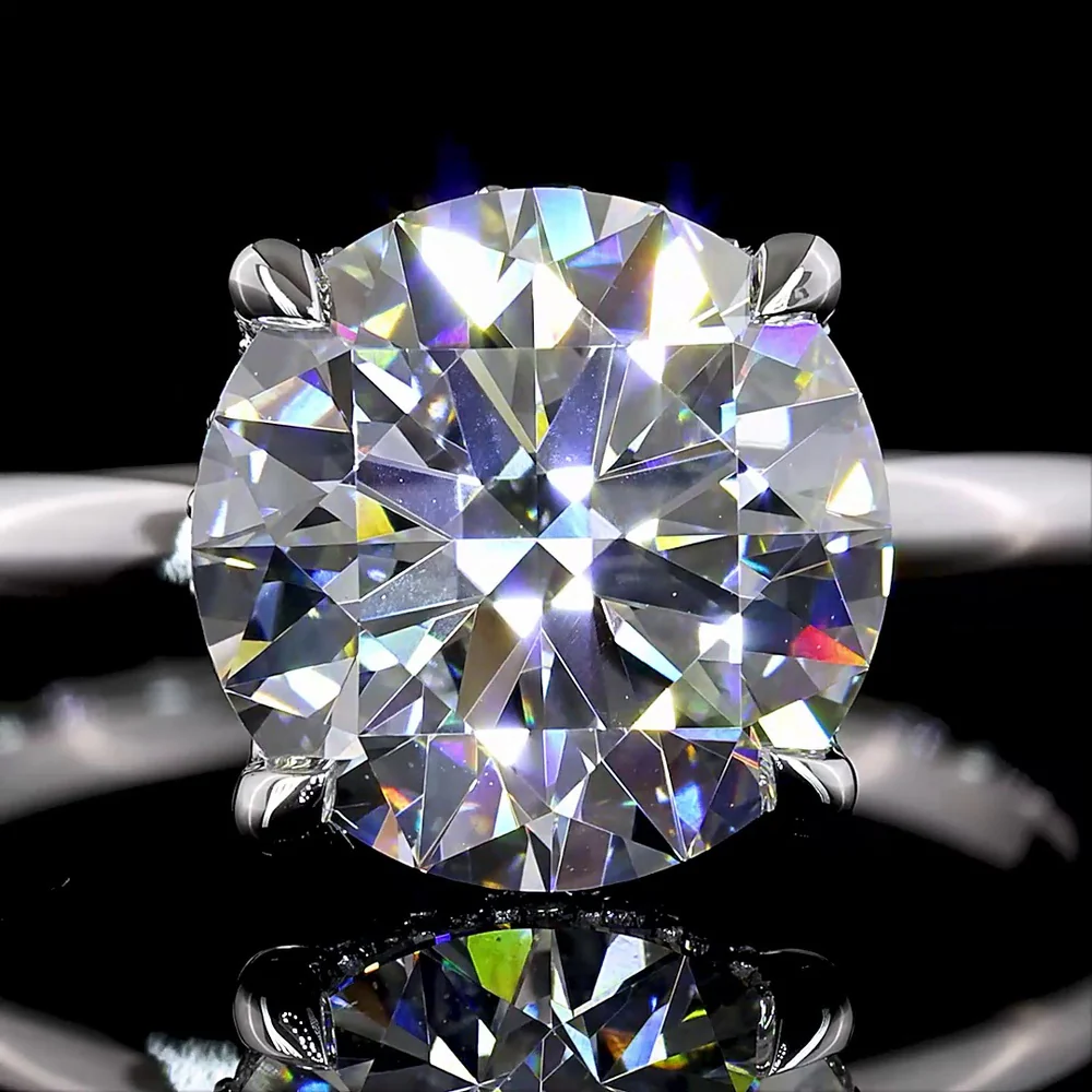 14K White Gold Hidden Halo Ring with 3.12 Carat Round Brilliant Cut E VVS2 Lab Diamond and 0.10 Carat Side Lab Diamonds - 3.22 Carat Total Diamond Weight - Covaloro Fine Jewelry - Image 2