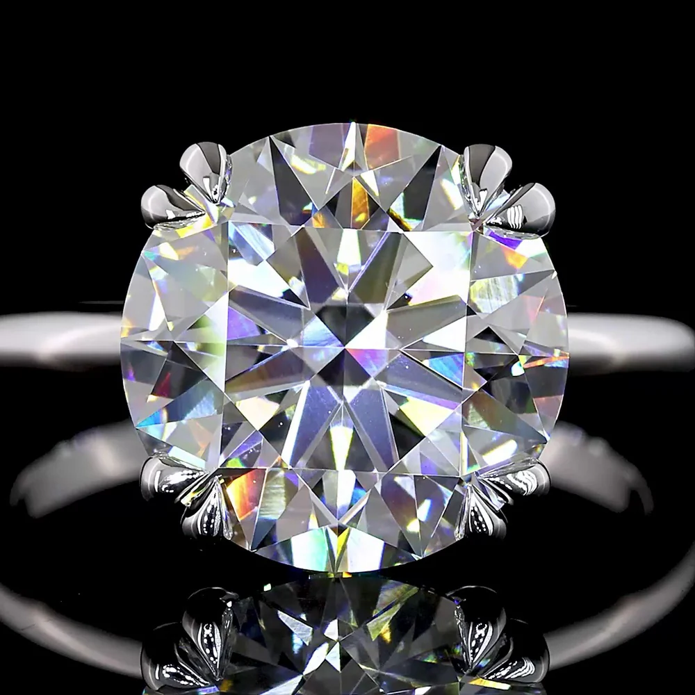 14K White Gold Hidden Halo Ring with 5.03 Carat Round Lab Diamond E VVS2 and 0.09 Carat Diamond Accents - Total 5.12 Carats - Covaloro Fine Jewelry - Image 2