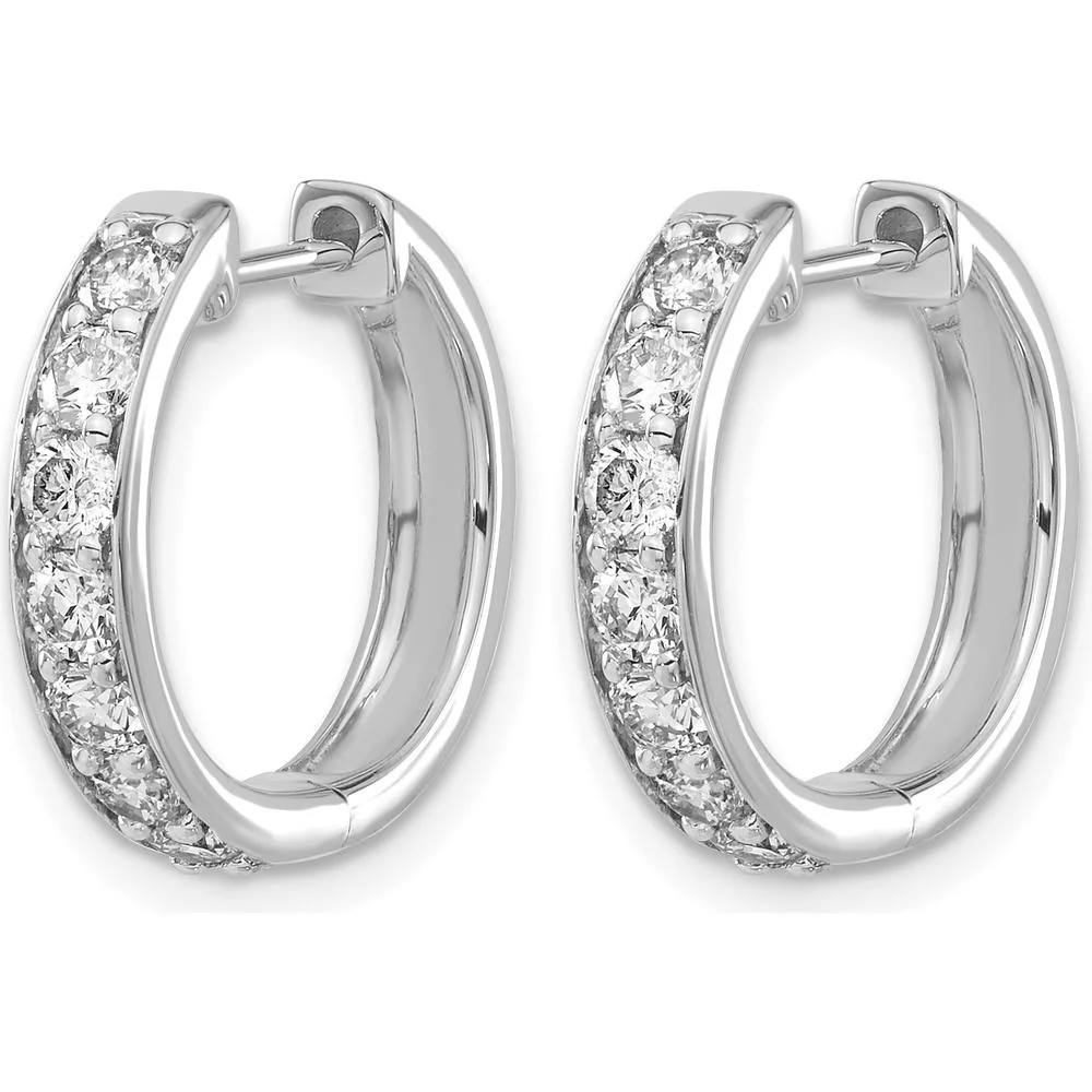 14K White Gold Hinged Hoop Earrings with Round Diamonds - 0.07 Carat Total Diamond Weight by Monteluci Fine Jewelry - Image 2