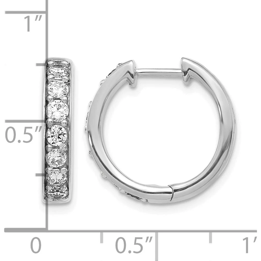 14K White Gold Hinged Hoop Earrings with Round Diamonds - 0.07 Carat Total Diamond Weight by Monteluci Fine Jewelry - Image 4