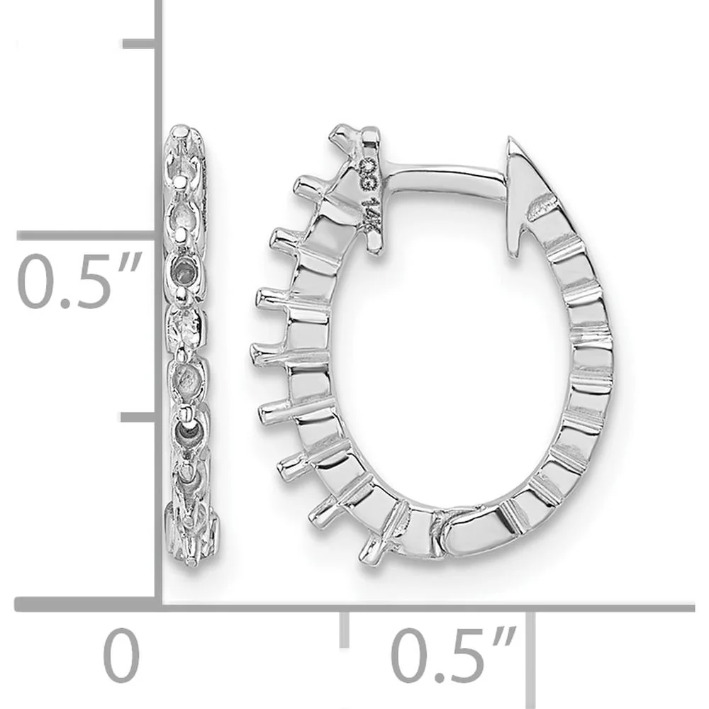 14K White Gold Hinged Huggie Earrings with Round Diamond Mountings - 16 x 1.5mm by Monteluci Fine Jewelry - Image 3
